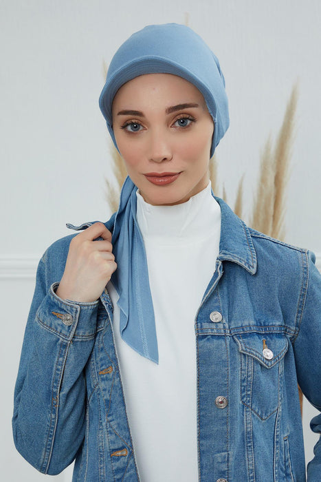 Newsboy Visor Bandana Cover for Elegant Look, Stylish Cotton Women Bandana, Comfortable and Easy Wrap Chemo Headwear Visor Bonnet Cap,B-40 Blue