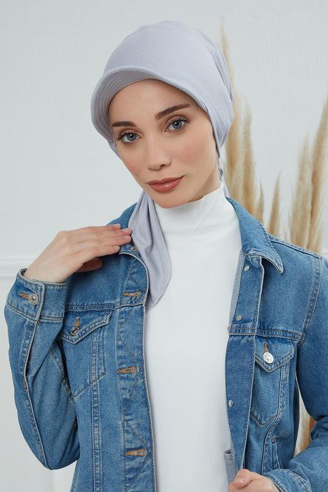 Newsboy Visor Bandana Cover for Elegant Look, Stylish Cotton Women Bandana, Comfortable and Easy Wrap Chemo Headwear Visor Bonnet Cap,B-40 Grey 2