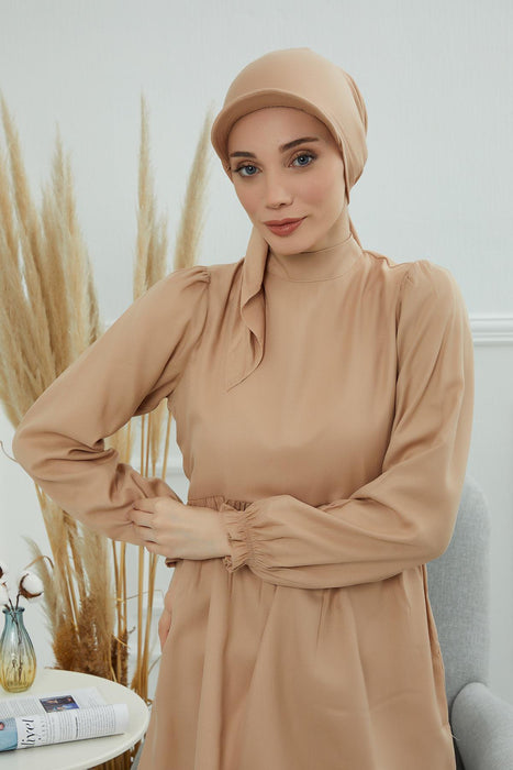 Newsboy Visor Bandana Cover for Elegant Look, Stylish Cotton Women Bandana, Comfortable and Easy Wrap Chemo Headwear Visor Bonnet Cap,B-40 Sand Brown