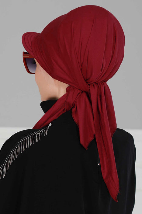 Newsboy Visor Bandana Cover for Elegant Look, Stylish Cotton Women Bandana, Comfortable and Easy Wrap Chemo Headwear Visor Bonnet Cap,B-40 Maroon