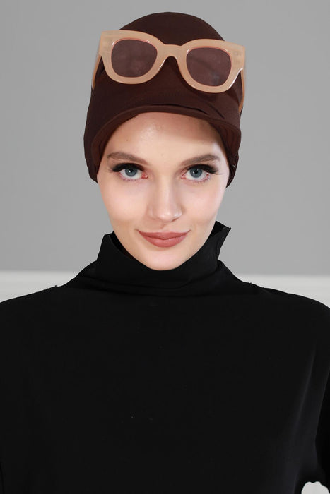 Newsboy Visor Bandana Cover for Elegant Look, Stylish Cotton Women Bandana, Comfortable and Easy Wrap Chemo Headwear Visor Bonnet Cap,B-40 Brown