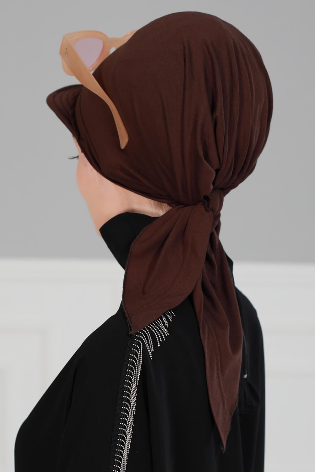 Newsboy Visor Bandana Cover for Elegant Look, Stylish Cotton Women Bandana, Comfortable and Easy Wrap Chemo Headwear Visor Bonnet Cap,B-40 Brown