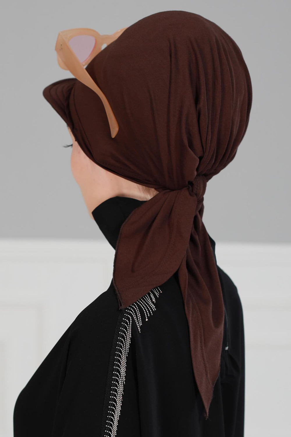 Newsboy Visor Bandana Cover for Elegant Look, Stylish Cotton Women Bandana, Comfortable and Easy Wrap Chemo Headwear Visor Bonnet Cap,B-40 Brown
