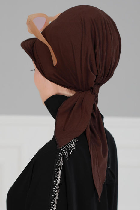 Newsboy Visor Bandana Cover for Elegant Look, Stylish Cotton Women Bandana, Comfortable and Easy Wrap Chemo Headwear Visor Bonnet Cap,B-40 Brown