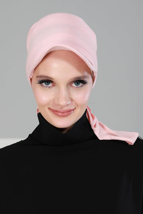Newsboy Visor Bandana Cover for Elegant Look, Stylish Cotton Women Bandana, Comfortable and Easy Wrap Chemo Headwear Visor Bonnet Cap,B-40 Powder
