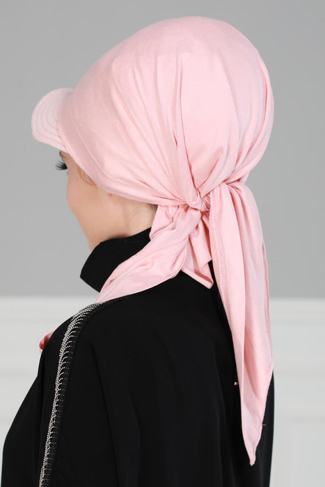 Newsboy Visor Bandana Cover for Elegant Look, Stylish Cotton Women Bandana, Comfortable and Easy Wrap Chemo Headwear Visor Bonnet Cap,B-40 Powder