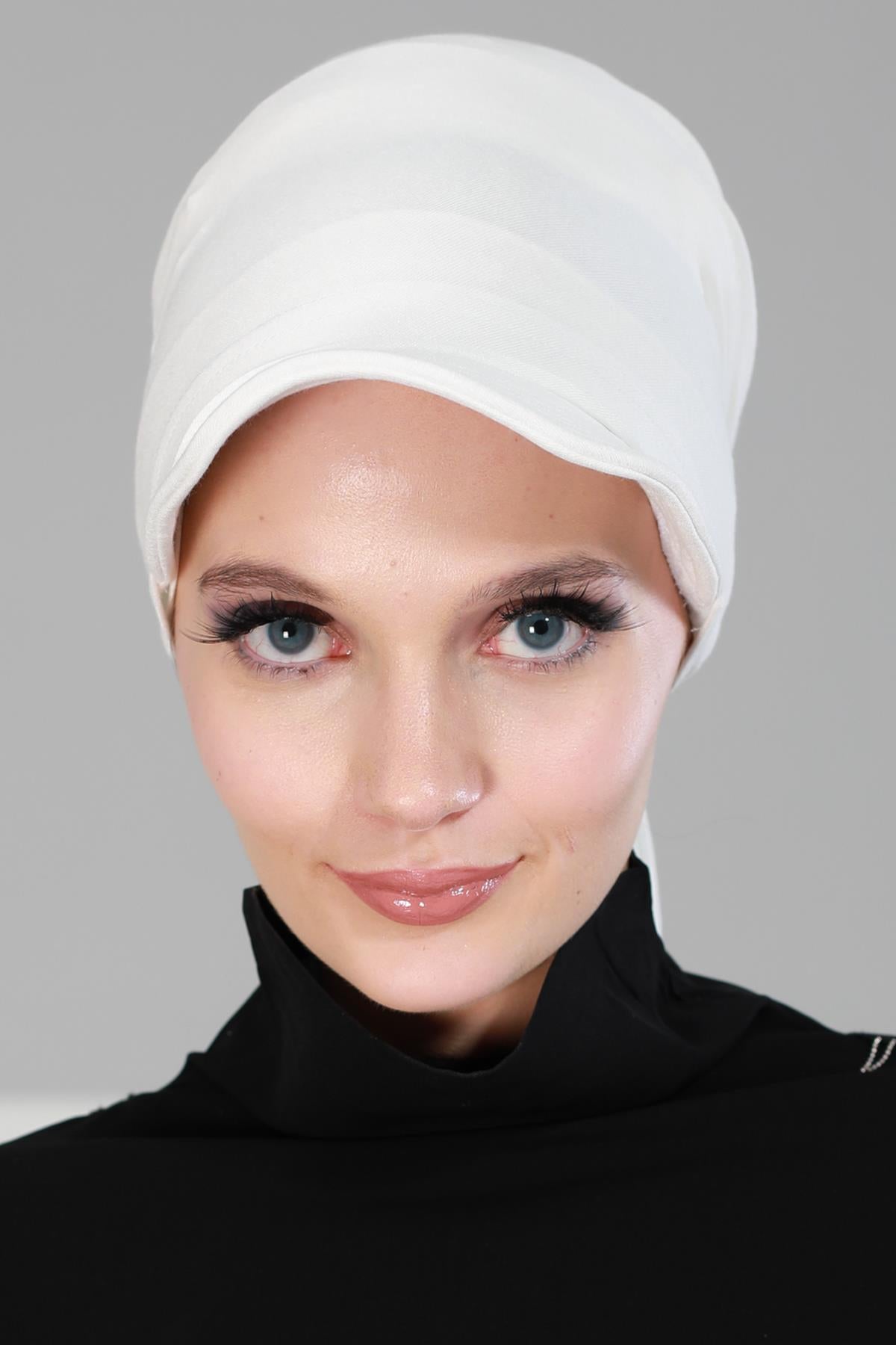 Newsboy Visor Bandana Cover for Elegant Look, Stylish Cotton Women Bandana, Comfortable and Easy Wrap Chemo Headwear Visor Bonnet Cap,B-40 Ivory