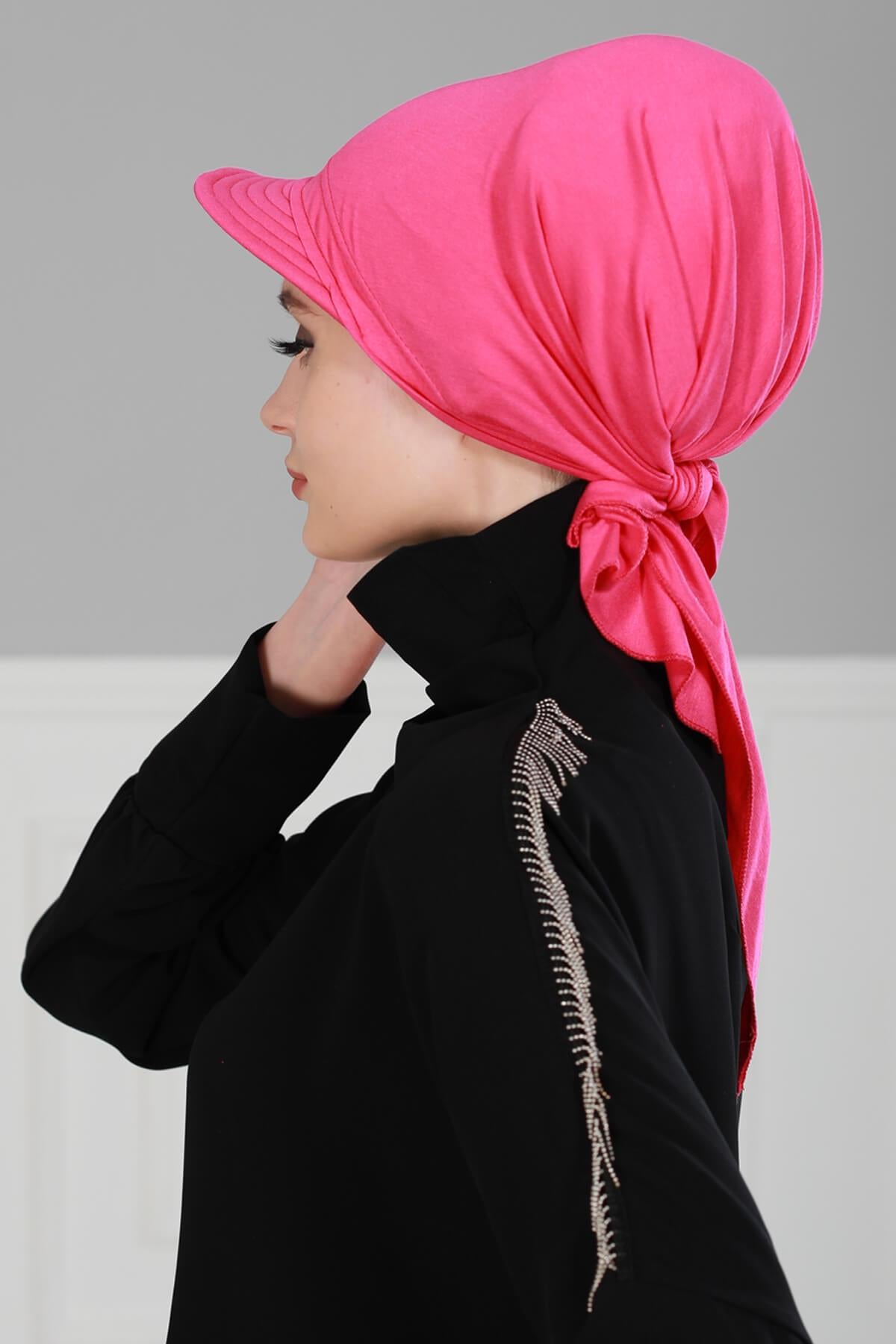 Newsboy Visor Bandana Cover for Elegant Look, Stylish Cotton Women Bandana, Comfortable and Easy Wrap Chemo Headwear Visor Bonnet Cap,B-40 Fuchsia