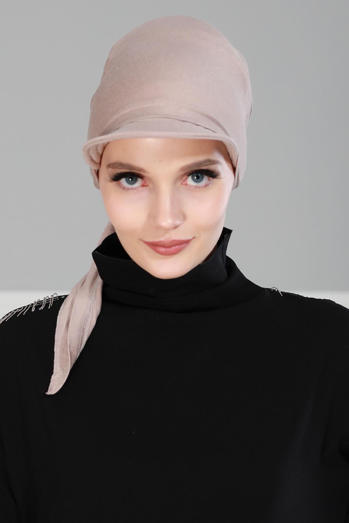 Newsboy Visor Bandana Cover for Elegant Look, Stylish Cotton Women Bandana, Comfortable and Easy Wrap Chemo Headwear Visor Bonnet Cap,B-40 Mink
