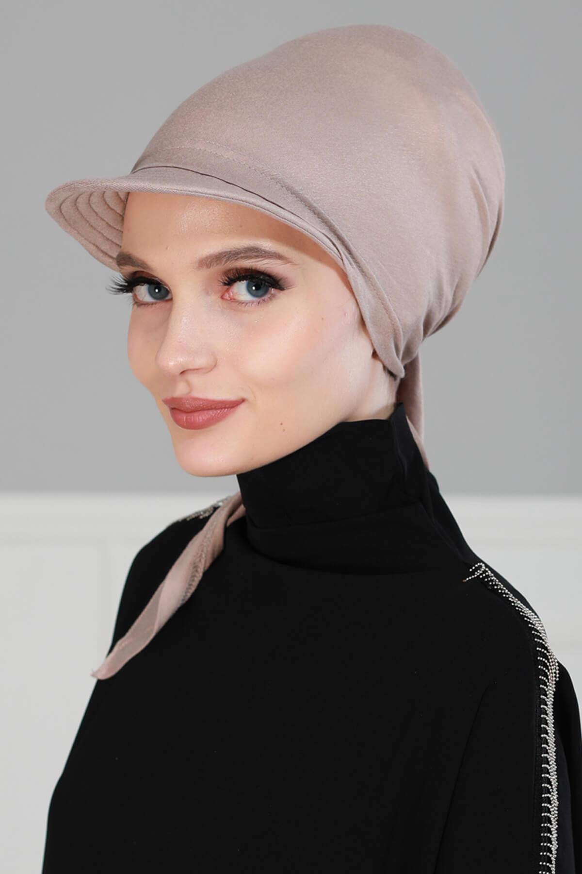 Newsboy Visor Bandana Cover for Elegant Look, Stylish Cotton Women Bandana, Comfortable and Easy Wrap Chemo Headwear Visor Bonnet Cap,B-40 Mink