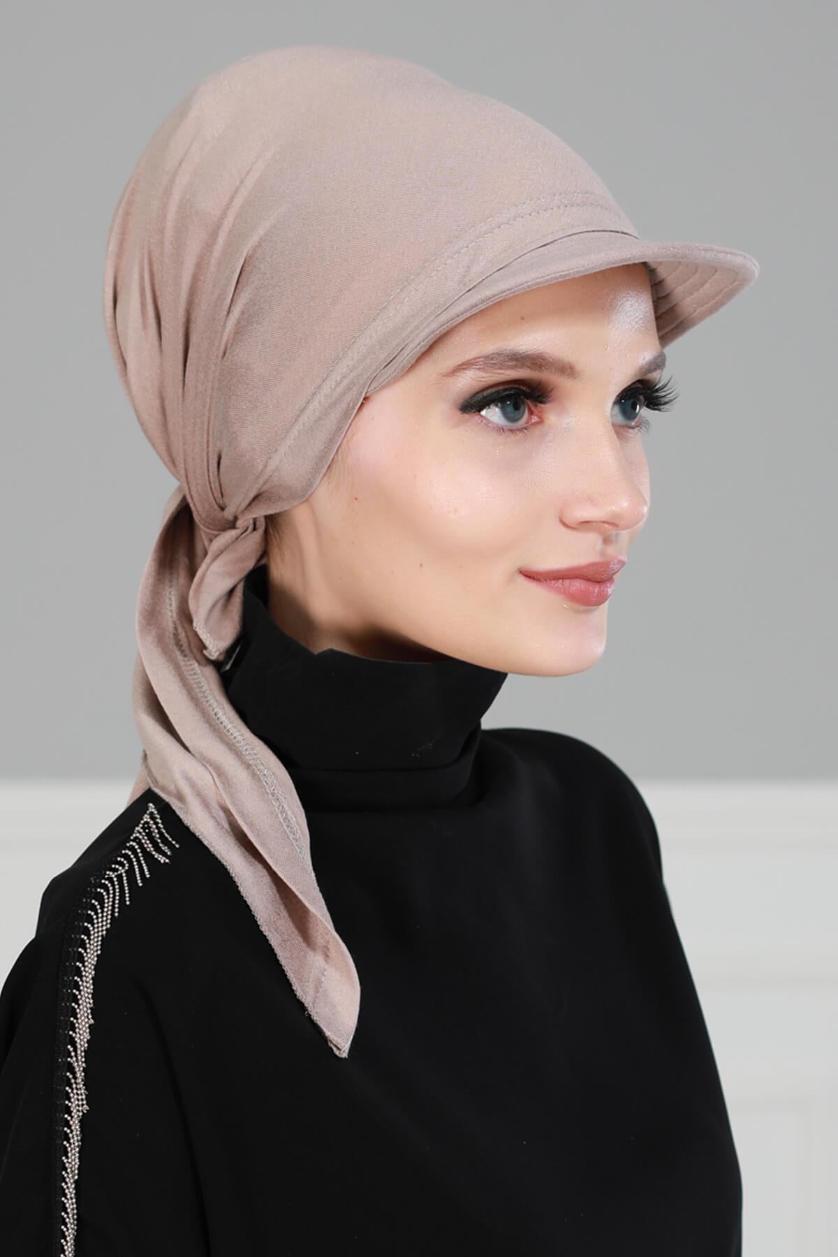 Newsboy Visor Bandana Cover for Elegant Look, Stylish Cotton Women Bandana, Comfortable and Easy Wrap Chemo Headwear Visor Bonnet Cap,B-40 Mink