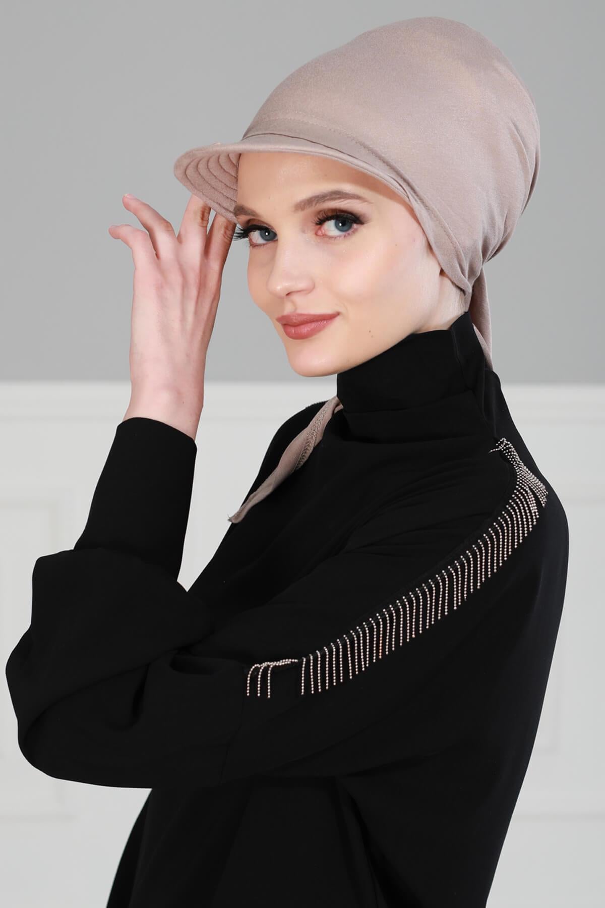 Newsboy Visor Bandana Cover for Elegant Look, Stylish Cotton Women Bandana, Comfortable and Easy Wrap Chemo Headwear Visor Bonnet Cap,B-40 Mink