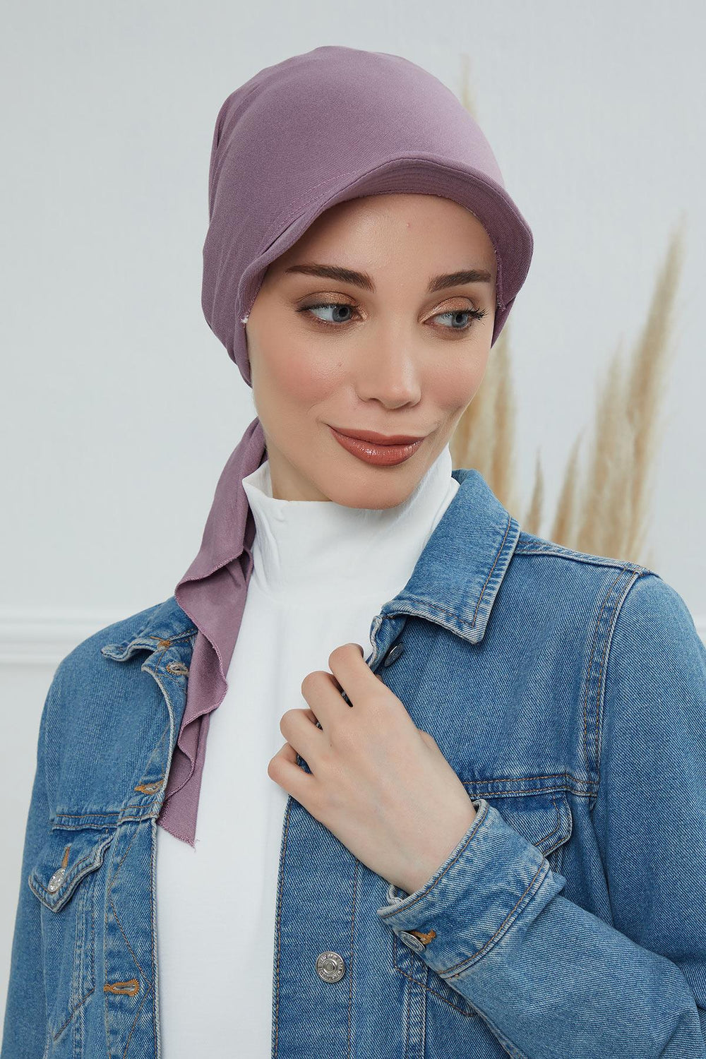 Newsboy Visor Bandana Cover for Elegant Look, Stylish Cotton Women Bandana, Comfortable and Easy Wrap Chemo Headwear Visor Bonnet Cap,B-40 Lilac