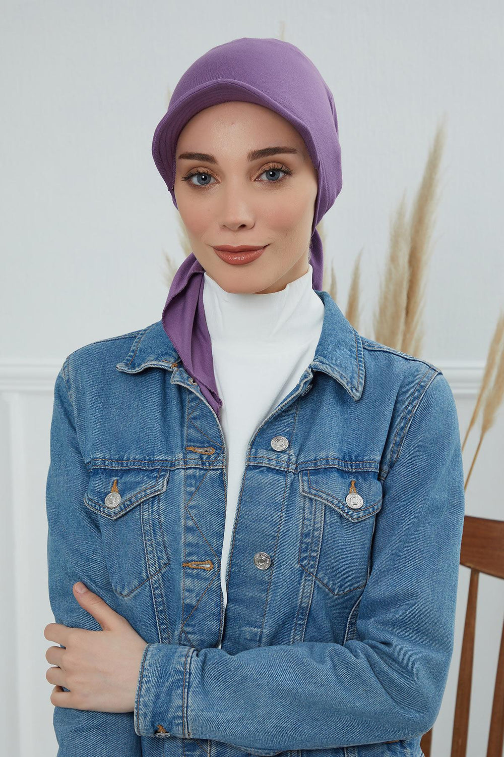 Newsboy Visor Bandana Cover for Elegant Look, Stylish Cotton Women Bandana, Comfortable and Easy Wrap Chemo Headwear Visor Bonnet Cap,B-40 Purple 2