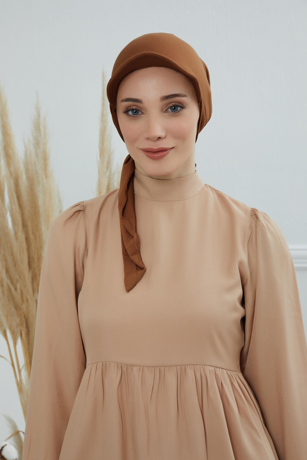 Newsboy Visor Bandana Cover for Elegant Look, Stylish Cotton Women Bandana, Comfortable and Easy Wrap Chemo Headwear Visor Bonnet Cap,B-40 Caramel Brown