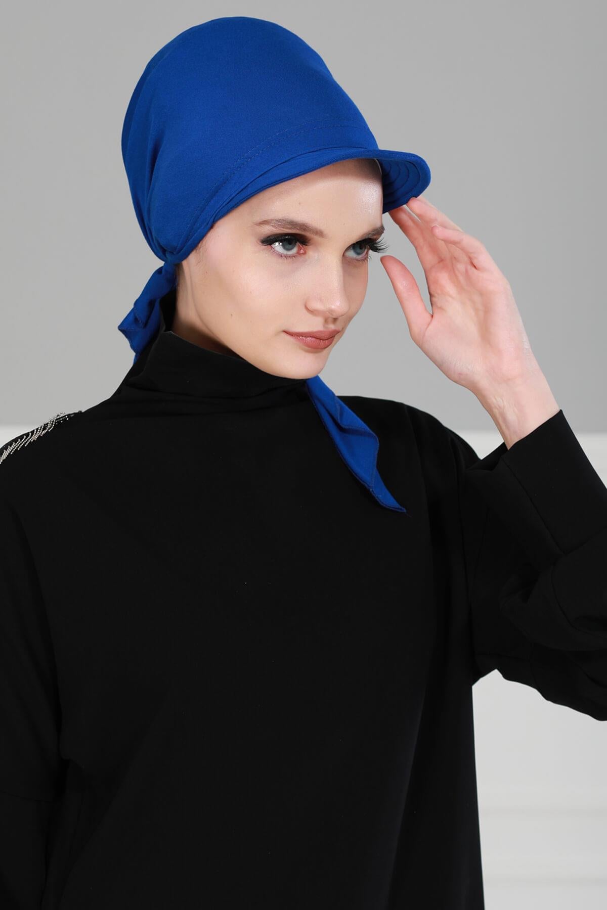 Newsboy Visor Bandana Cover for Elegant Look, Stylish Cotton Women Bandana, Comfortable and Easy Wrap Chemo Headwear Visor Bonnet Cap,B-40 Sax Blue