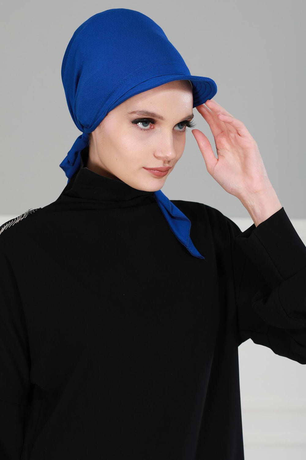 Newsboy Visor Bandana Cover for Elegant Look, Stylish Cotton Women Bandana, Comfortable and Easy Wrap Chemo Headwear Visor Bonnet Cap,B-40 Sax Blue