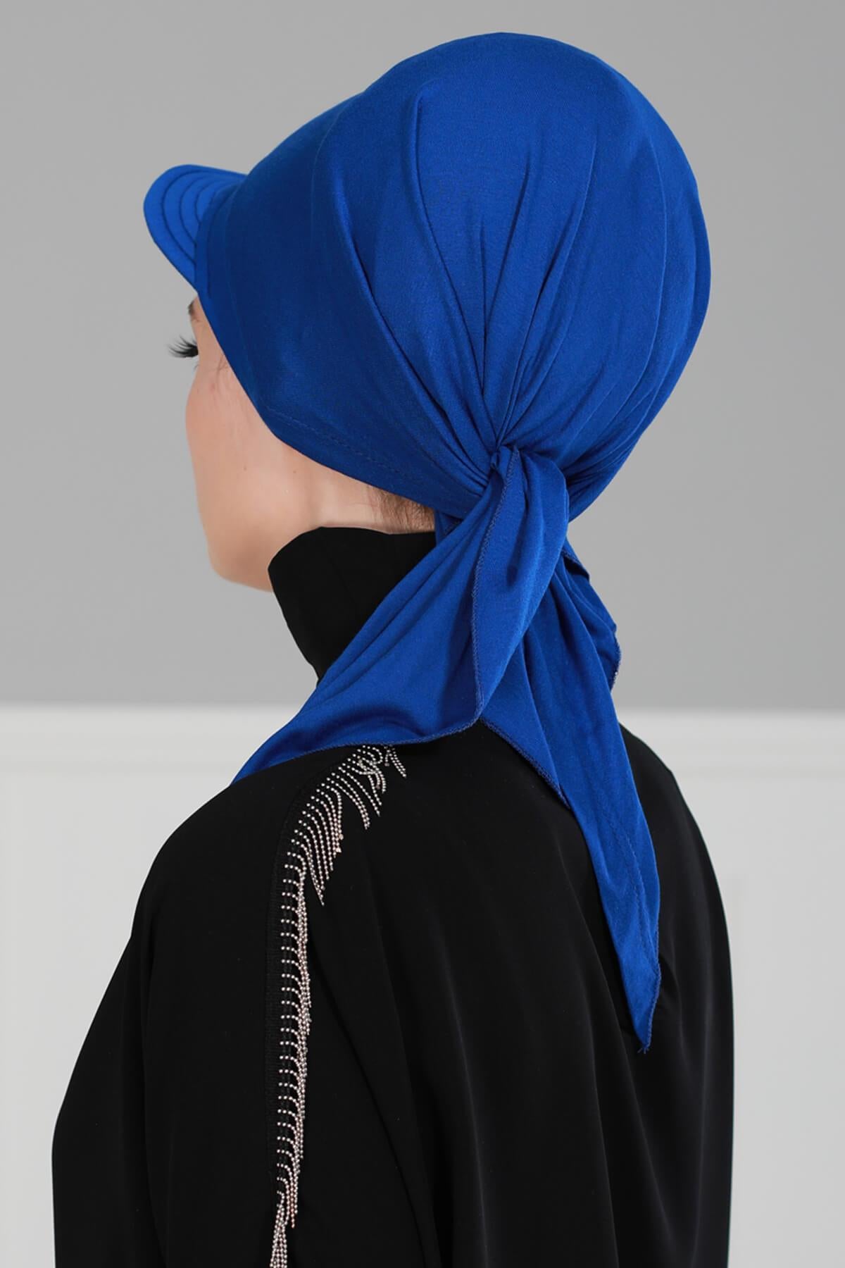 Newsboy Visor Bandana Cover for Elegant Look, Stylish Cotton Women Bandana, Comfortable and Easy Wrap Chemo Headwear Visor Bonnet Cap,B-40 Sax Blue