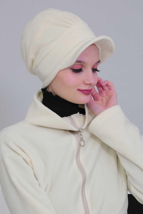 Newsboy Visor Cap Instant Turban Fleece Scarf Head Wrap Headwear Cap Bonnet For Women,B-30P