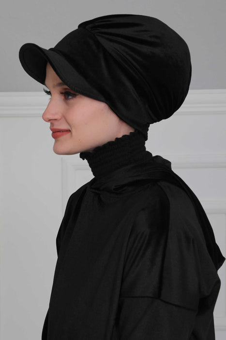 Newsboy Visor Cap Instant Turban Velvet Scarf Head Wrap Headwear Cap Bonnet For Women,B-30K