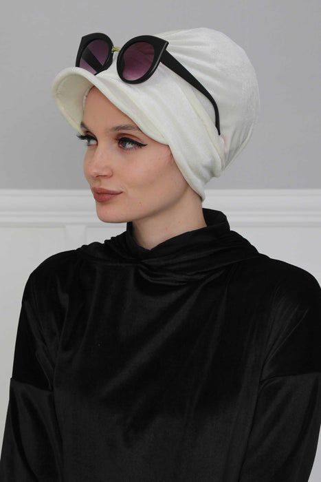 Newsboy Visor Cap Instant Turban Velvet Scarf Head Wrap Headwear Cap Bonnet For Women,B-30K