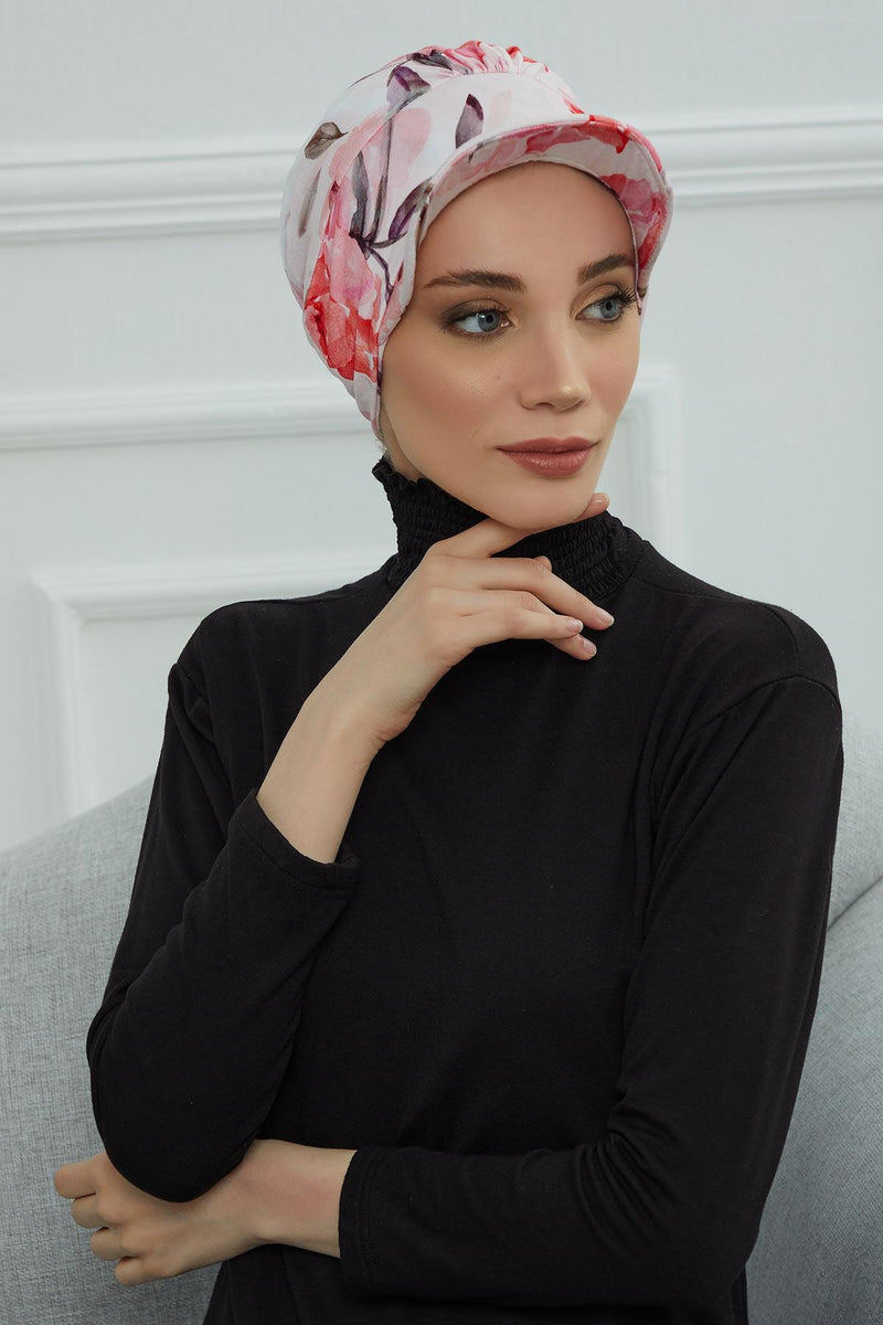 Schirmmütze für Zeitungsjungen mit modischen Mustern, stilvolle Kopfbedeckung für Krebskranke, Instant-Turban, leichte Schirmmütze aus einfarbig bedruckter Baumwolle, B-30YD