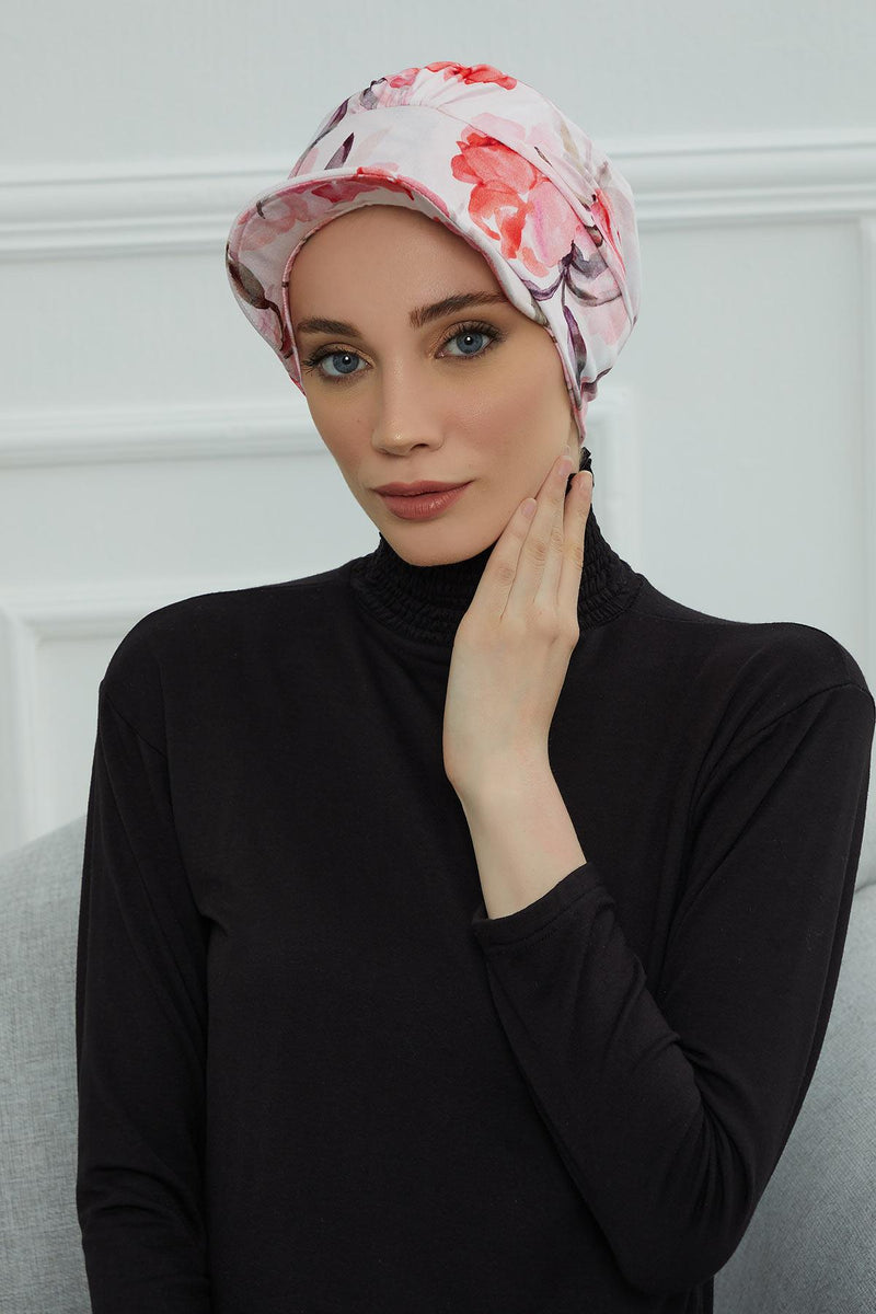 Schirmmütze für Zeitungsjungen mit modischen Mustern, stilvolle Kopfbedeckung für Krebskranke, Instant-Turban, leichte Schirmmütze aus einfarbig bedruckter Baumwolle, B-30YD