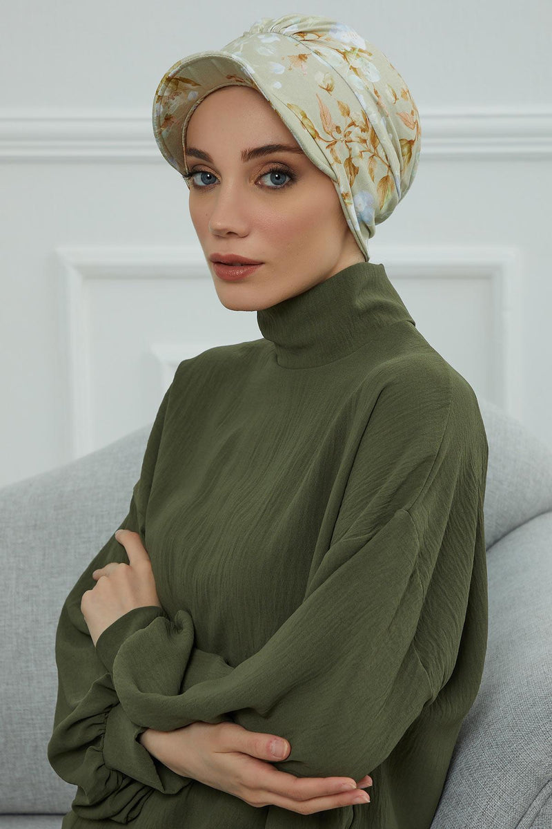 Schirmmütze für Zeitungsjungen mit modischen Mustern, stilvolle Kopfbedeckung für Krebskranke, Instant-Turban, leichte Schirmmütze aus einfarbig bedruckter Baumwolle, B-30YD