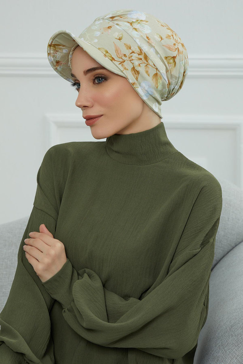 Schirmmütze für Zeitungsjungen mit modischen Mustern, stilvolle Kopfbedeckung für Krebskranke, Instant-Turban, leichte Schirmmütze aus einfarbig bedruckter Baumwolle, B-30YD