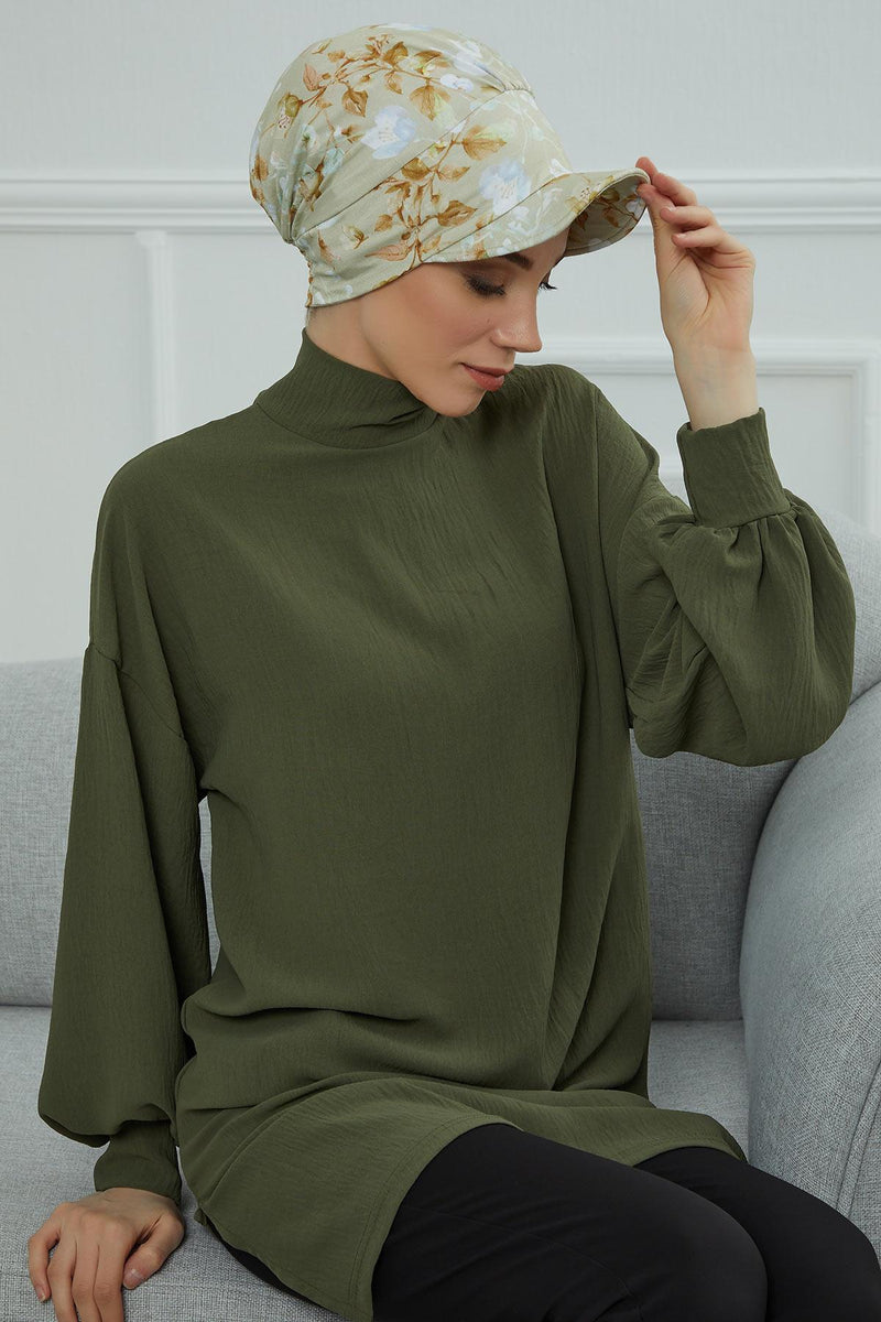 Schirmmütze für Zeitungsjungen mit modischen Mustern, stilvolle Kopfbedeckung für Krebskranke, Instant-Turban, leichte Schirmmütze aus einfarbig bedruckter Baumwolle, B-30YD