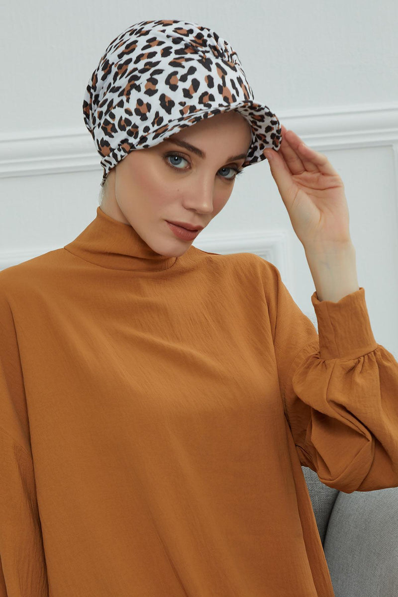 Schirmmütze für Zeitungsjungen mit modischen Mustern, stilvolle Kopfbedeckung für Krebskranke, Instant-Turban, leichte Schirmmütze aus einfarbig bedruckter Baumwolle, B-30YD