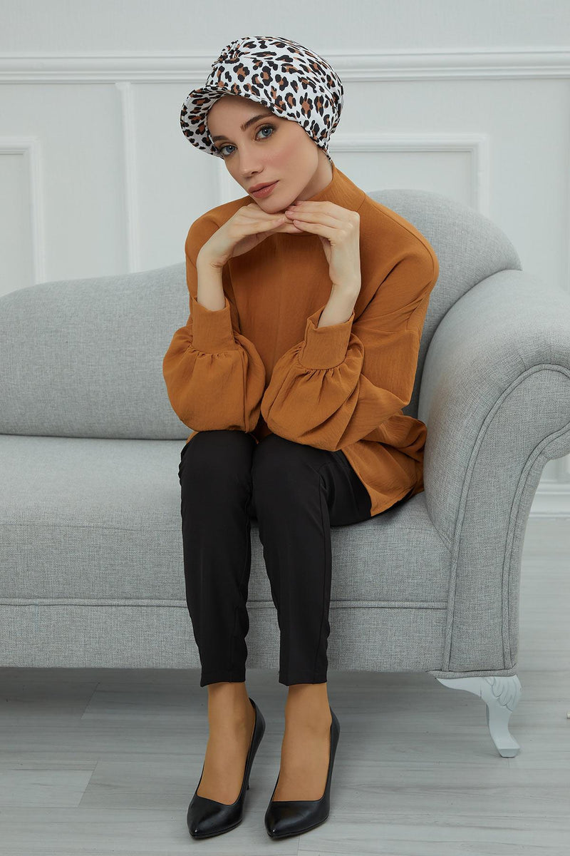 Schirmmütze für Zeitungsjungen mit modischen Mustern, stilvolle Kopfbedeckung für Krebskranke, Instant-Turban, leichte Schirmmütze aus einfarbig bedruckter Baumwolle, B-30YD