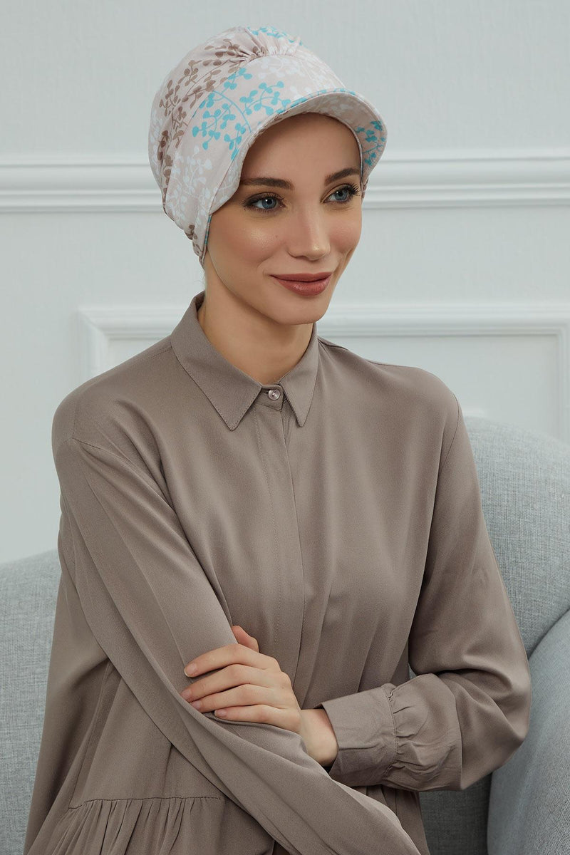 Schirmmütze für Zeitungsjungen mit modischen Mustern, stilvolle Kopfbedeckung für Krebskranke, Instant-Turban, leichte Schirmmütze aus einfarbig bedruckter Baumwolle, B-30YD