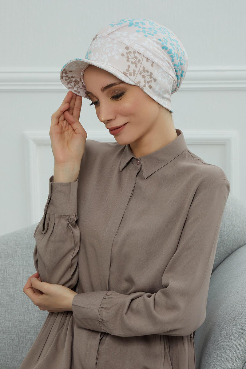 Schirmmütze für Zeitungsjungen mit modischen Mustern, stilvolle Kopfbedeckung für Krebskranke, Instant-Turban, leichte Schirmmütze aus einfarbig bedruckter Baumwolle, B-30YD