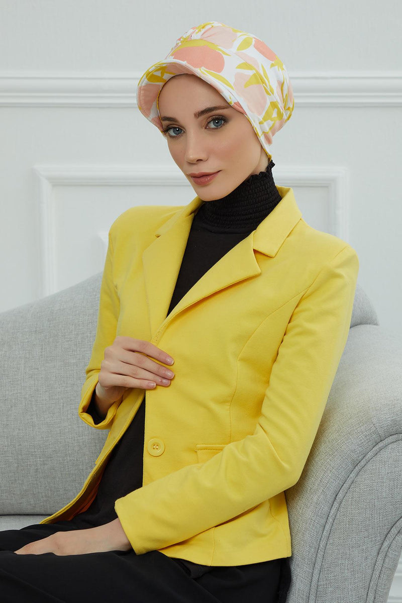 Schirmmütze für Zeitungsjungen mit modischen Mustern, stilvolle Kopfbedeckung für Krebskranke, Instant-Turban, leichte Schirmmütze aus einfarbig bedruckter Baumwolle, B-30YD