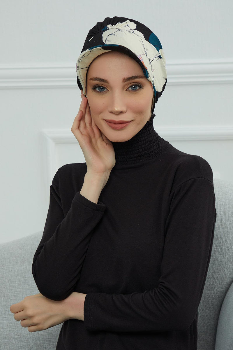 Schirmmütze für Zeitungsjungen mit modischen Mustern, stilvolle Kopfbedeckung für Krebskranke, Instant-Turban, leichte Schirmmütze aus einfarbig bedruckter Baumwolle, B-30YD