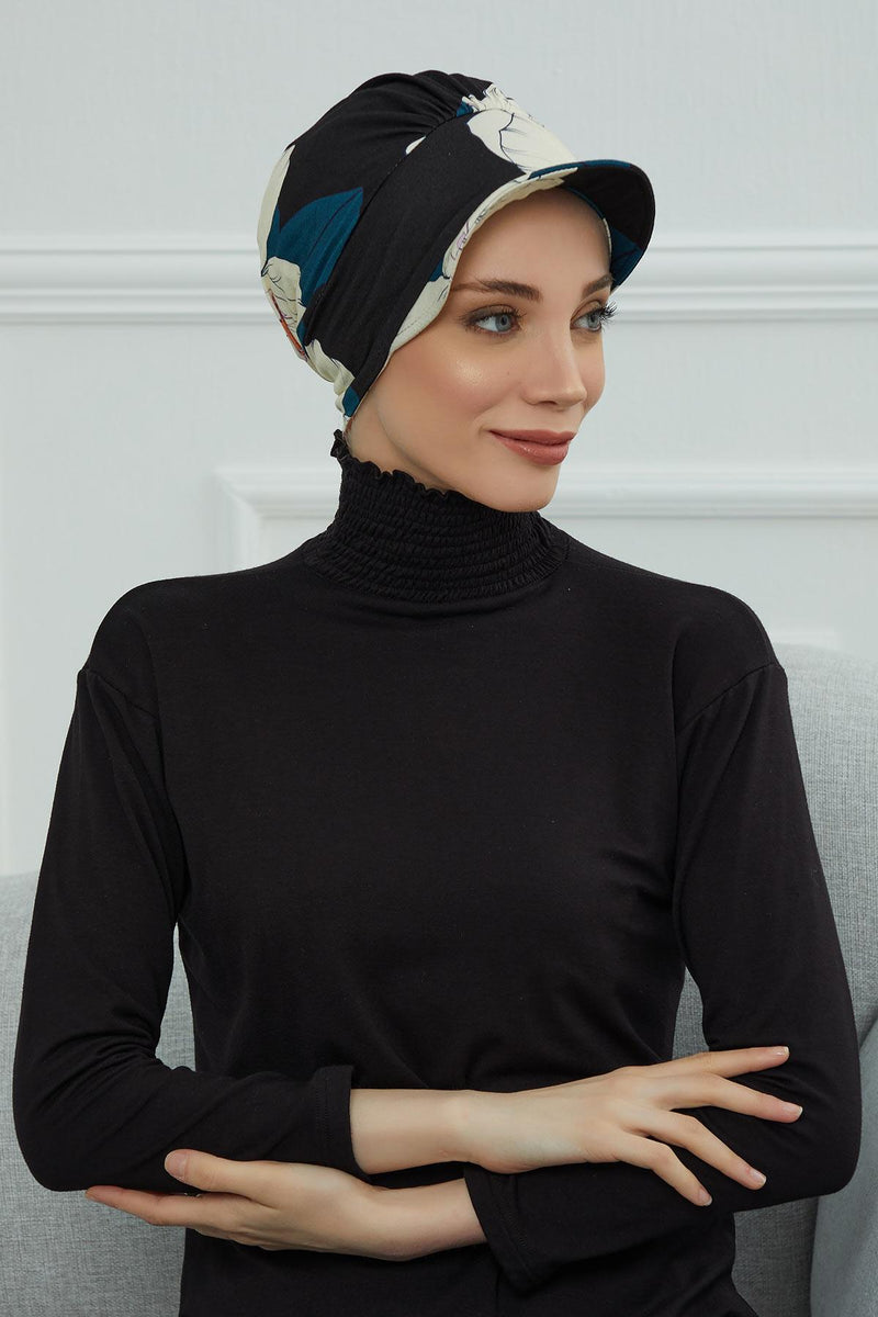 Schirmmütze für Zeitungsjungen mit modischen Mustern, stilvolle Kopfbedeckung für Krebskranke, Instant-Turban, leichte Schirmmütze aus einfarbig bedruckter Baumwolle, B-30YD