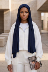 Non-Slip Practical Jersey Hijab Shawl,PS-60 Navy Blue