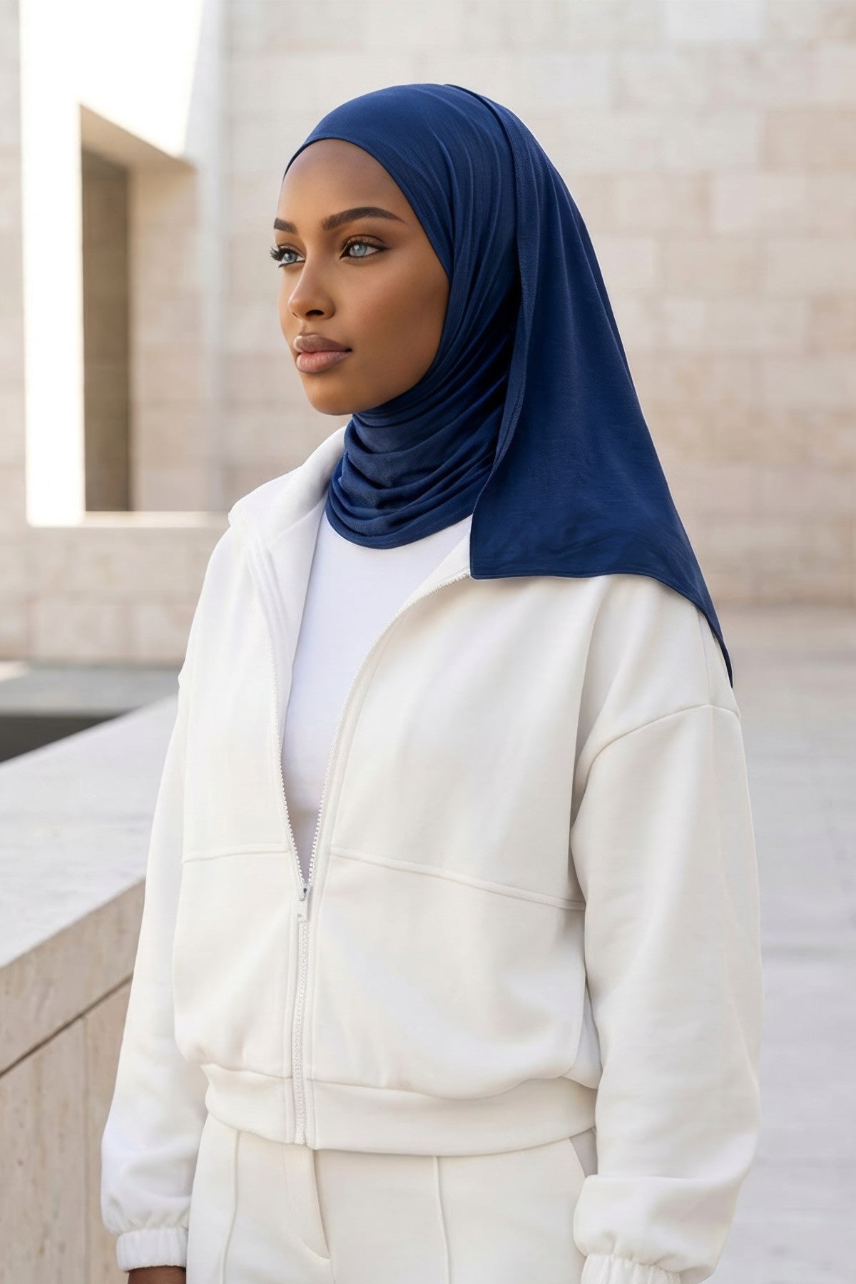 Non-Slip Practical Jersey Hijab Shawl,PS-60 Navy Blue