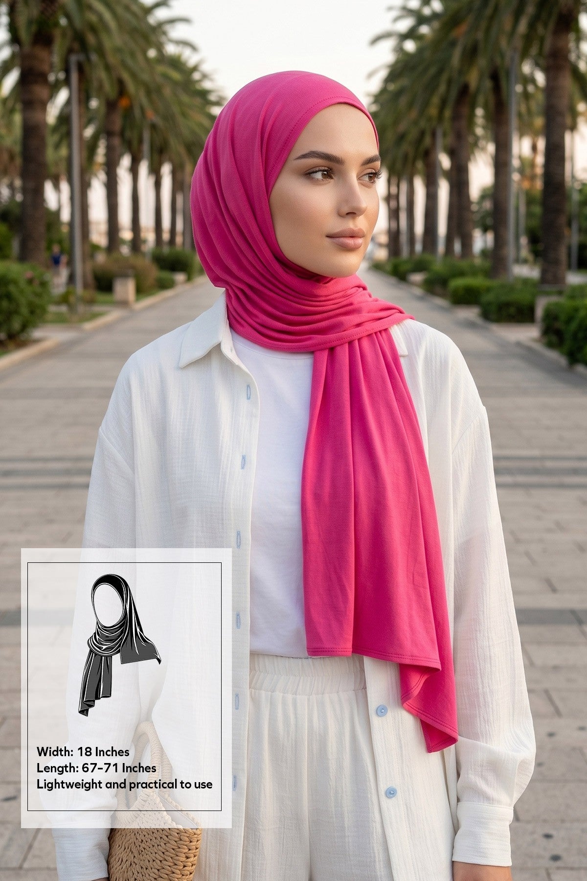 Non-Slip Practical Jersey Hijab Shawl,PS-60 Fuchsia