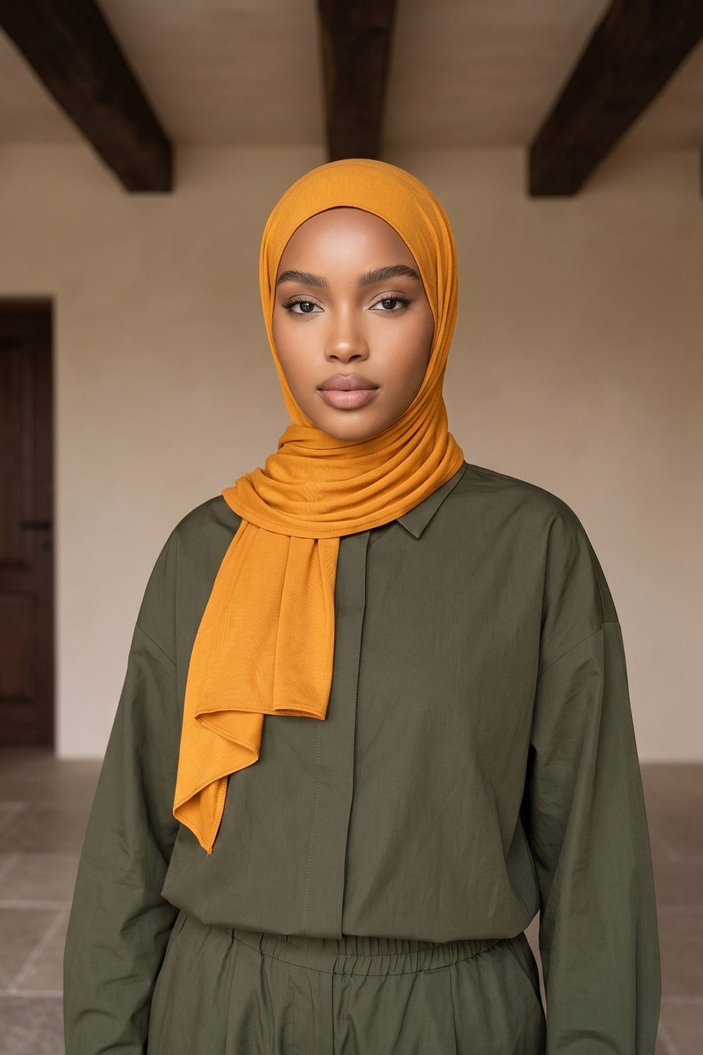 Non-Slip Practical Jersey Hijab Shawl,PS-60 Mustard Yellow