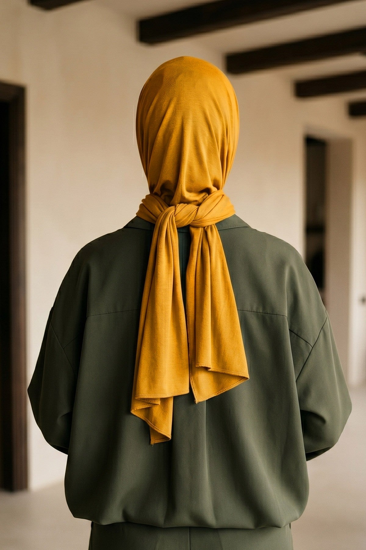Non-Slip Practical Jersey Hijab Shawl,PS-60 Mustard Yellow