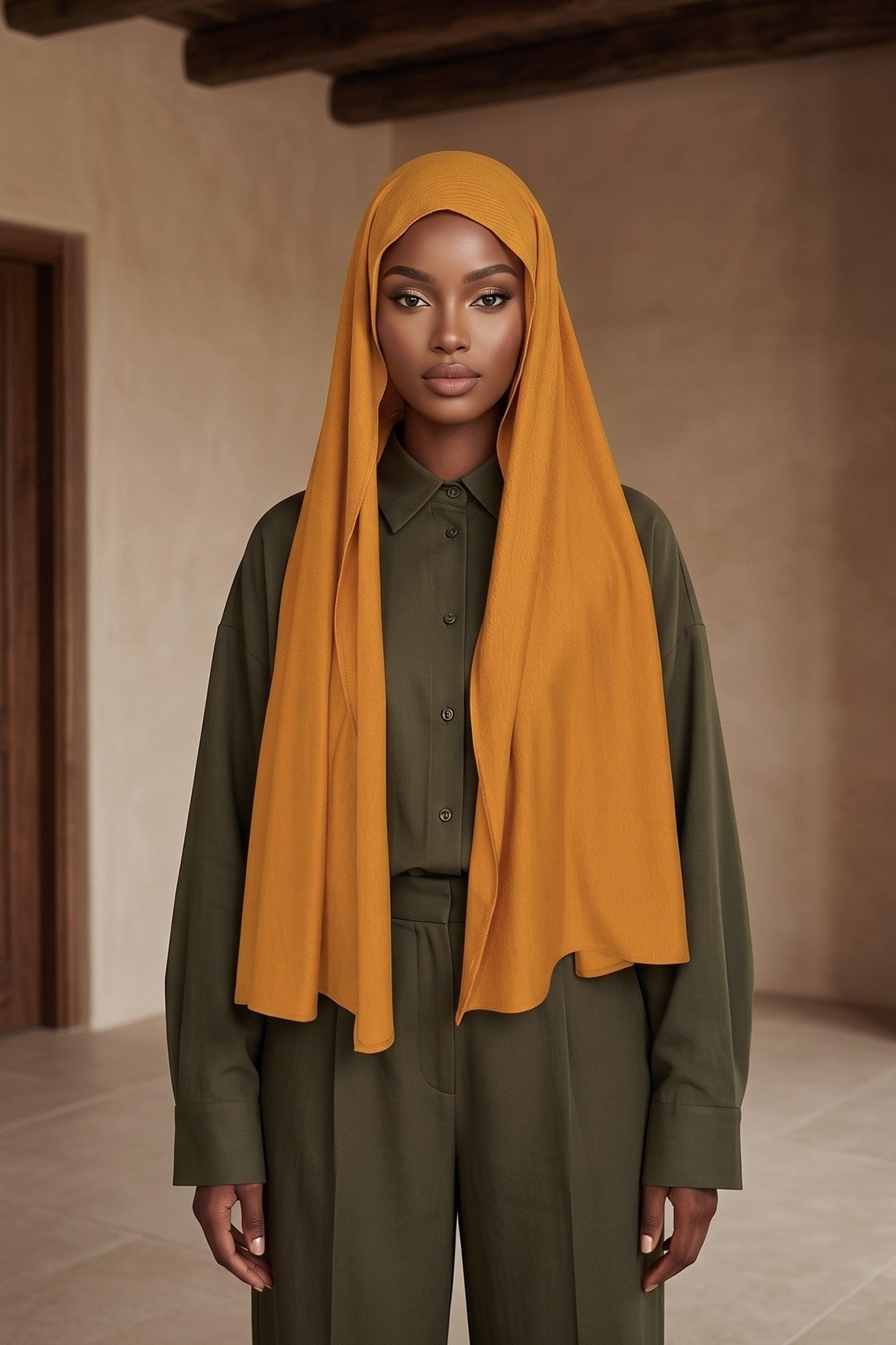 Non-Slip Practical Jersey Hijab Shawl,PS-60 Mustard Yellow