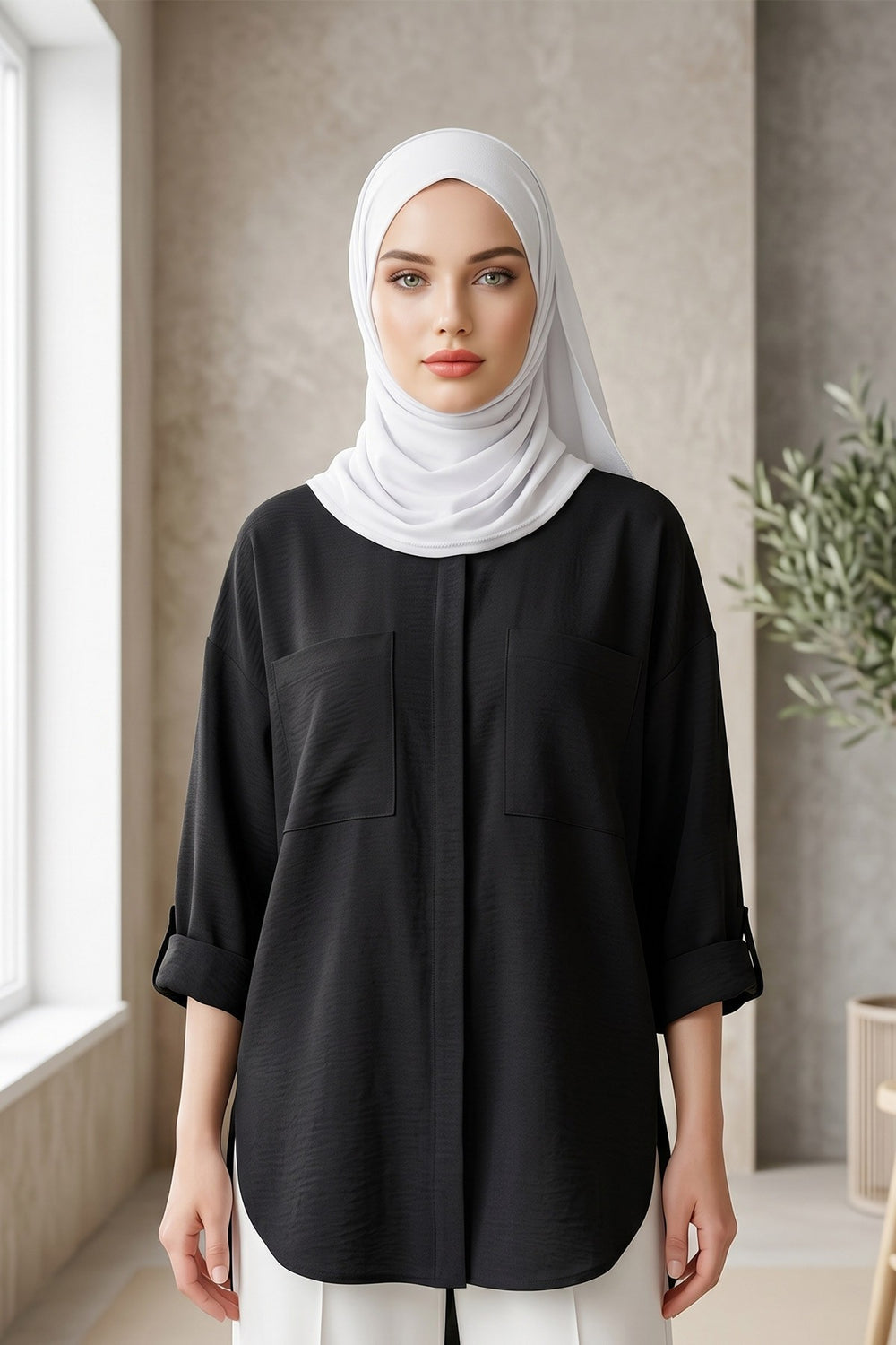 Non-Slip Practical Jersey Hijab Shawl,PS-60 White