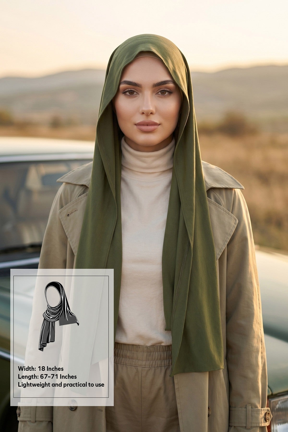 Non-Slip Practical Jersey Hijab Shawl,PS-60 Army Green