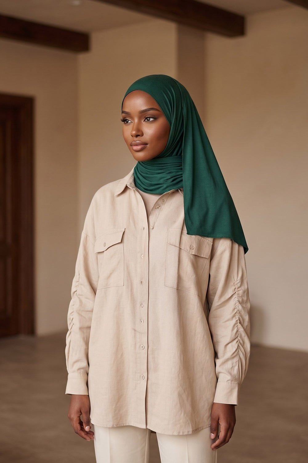 Non-Slip Practical Jersey Hijab Shawl,PS-60 Green