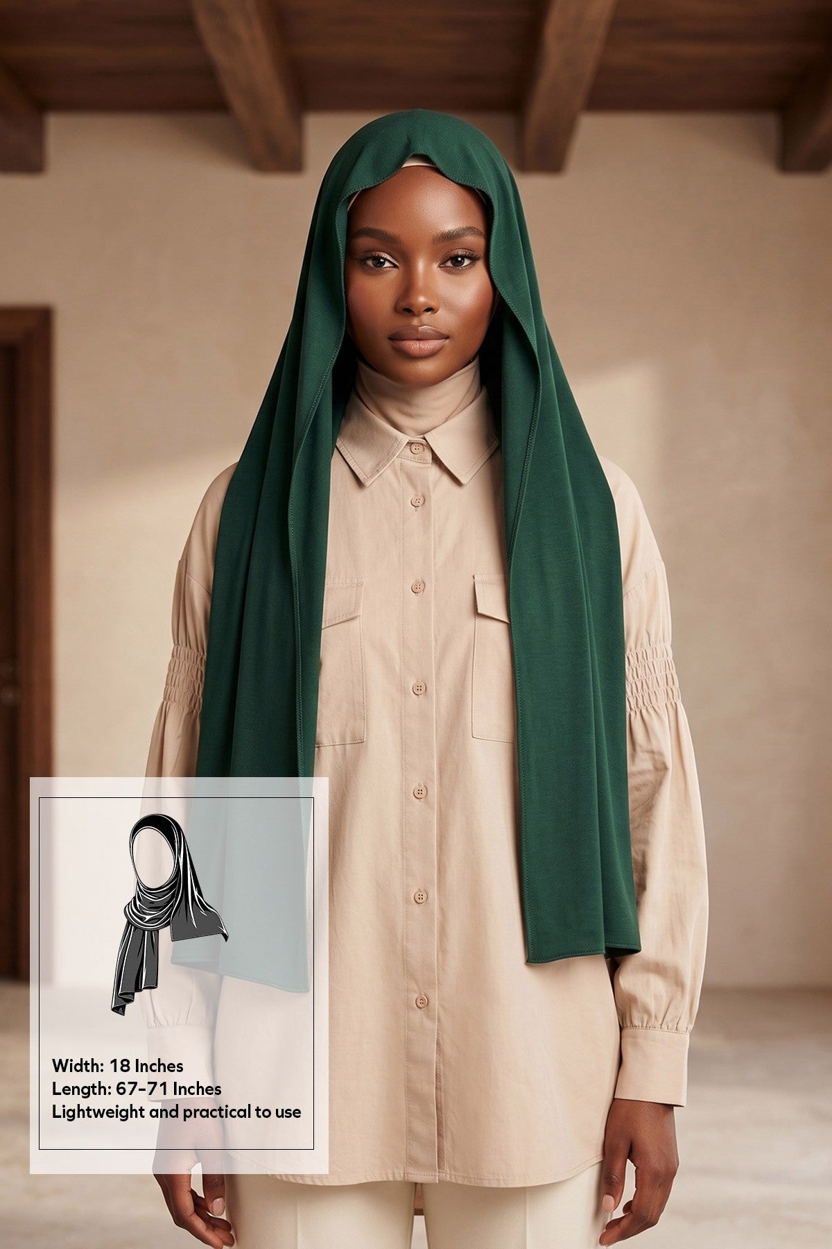 Non-Slip Practical Jersey Hijab Shawl,PS-60 Green
