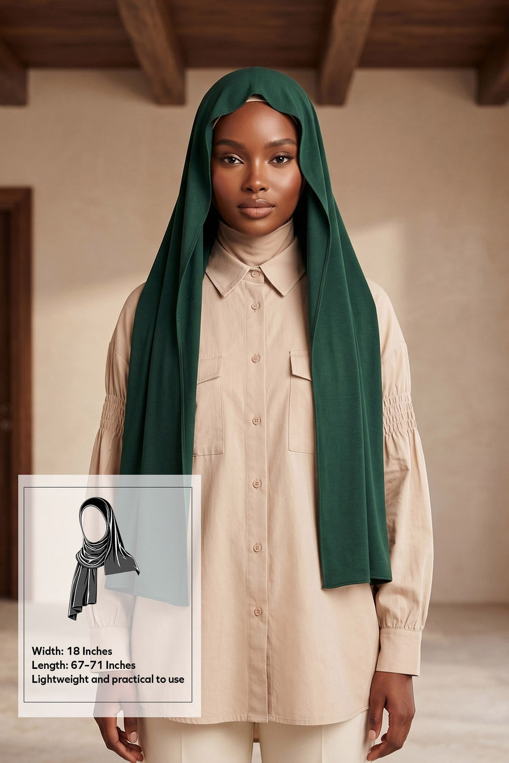 Non-Slip Practical Jersey Hijab Shawl,PS-60 Green