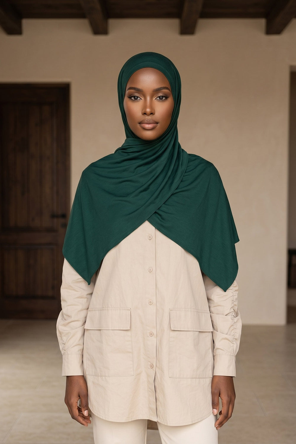 Non-Slip Practical Jersey Hijab Shawl,PS-60 Green