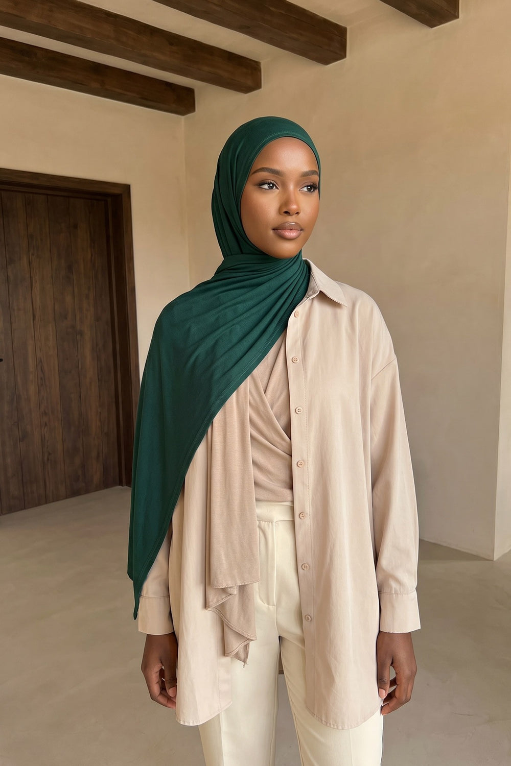 Non-Slip Practical Jersey Hijab Shawl,PS-60 Green